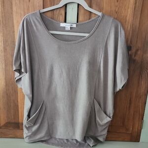 Forever 21 Women's Taupe Short Sleeve Top